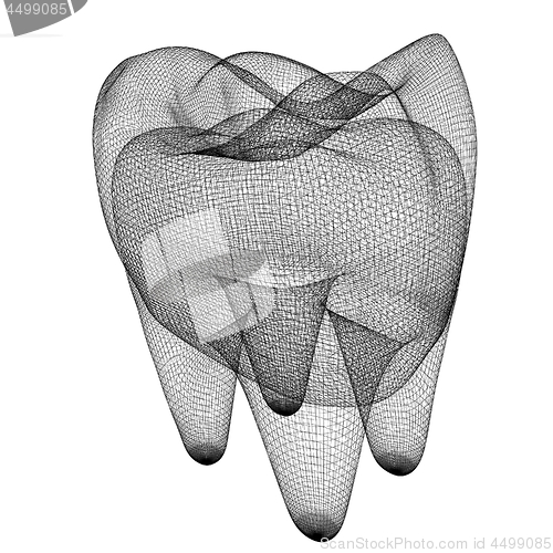 Image of Mesh model of tooth. 3d illustration