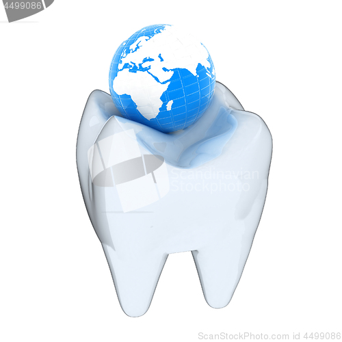 Image of Tooth and Earth. 3d illustration