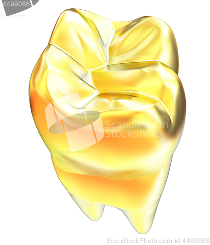 Image of Gold tooth. 3d illustration