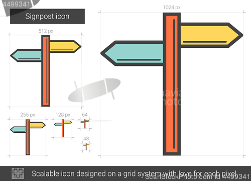 Image of Signpost line icon.