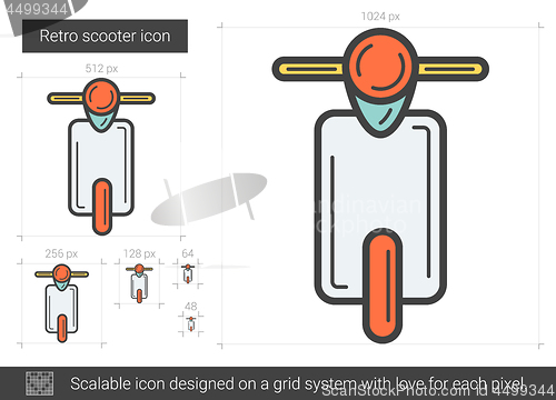 Image of Retro scooter line icon.