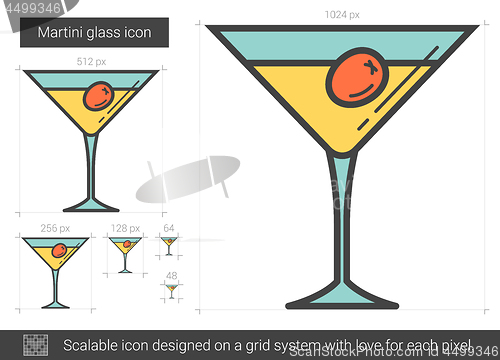 Image of Martini glass line icon.