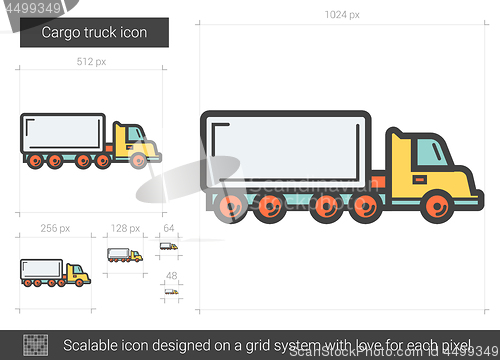 Image of Cargo truck line icon.