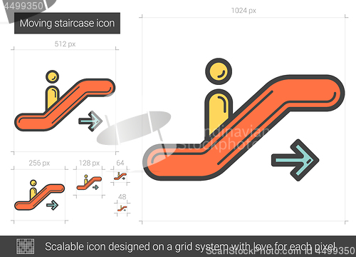 Image of Moving staircase line icon.