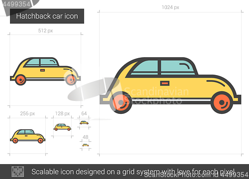 Image of Hatchback car line icon.