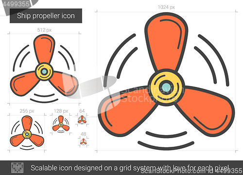 Image of Ship propeller line icon.