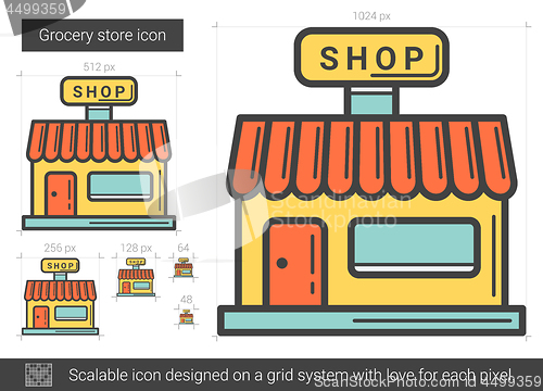 Image of Grocery store line icon.