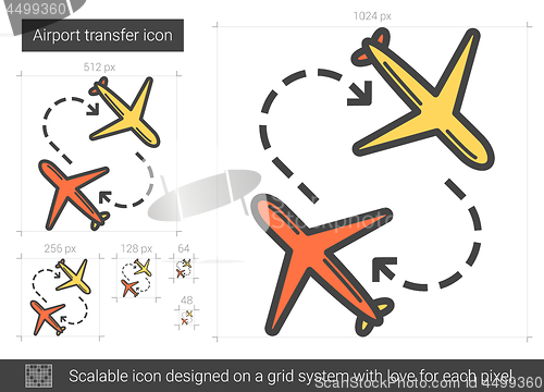 Image of Airport transfer line icon.