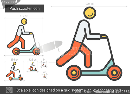 Image of Push scooter line icon.