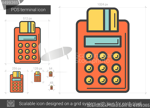 Image of POS terminal line icon.