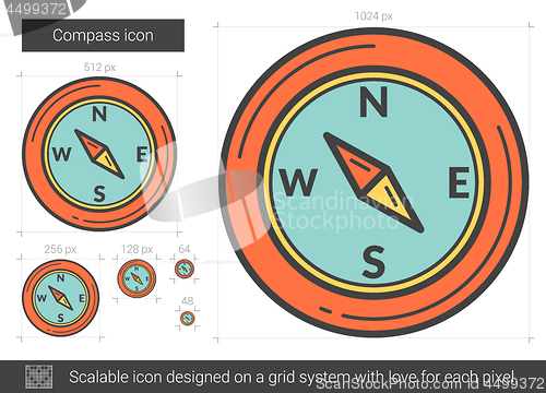 Image of Compass line icon.