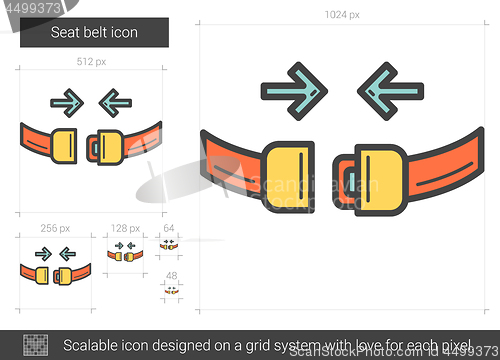 Image of Seat belt line icon.