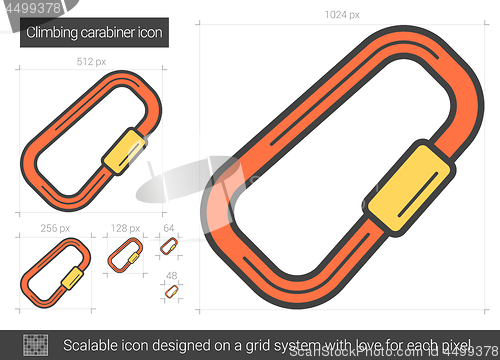 Image of Climbing carabiner line icon.