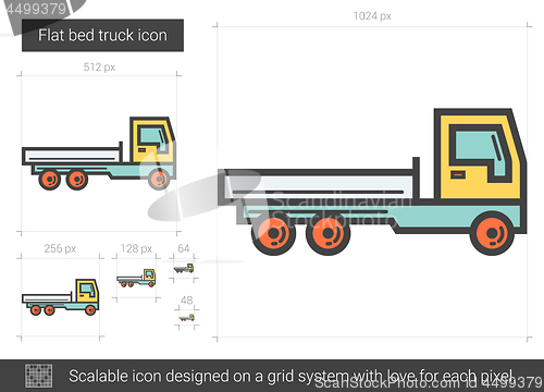 Image of Flat bed truck line icon.