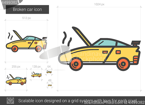 Image of Broken car line icon.