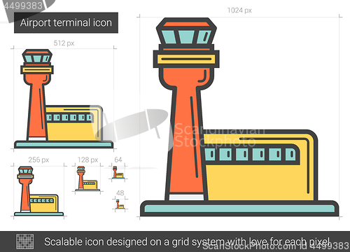 Image of Airport terminal line icon.