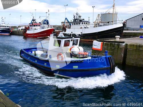 Image of Harbour Workboat at Speed.