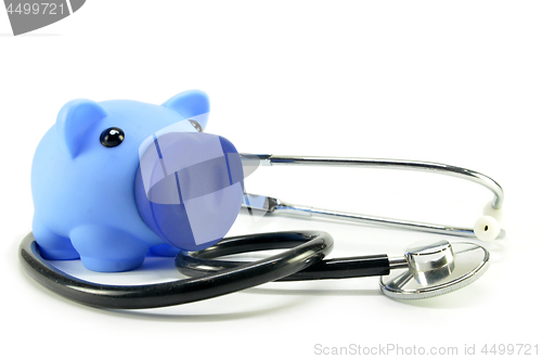 Image of Stethoscope and piggy bank