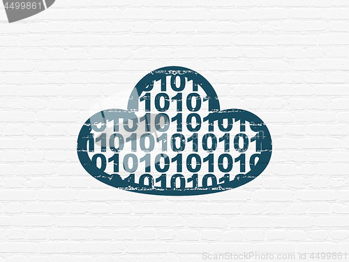 Image of Cloud computing concept: Cloud With Code on wall background
