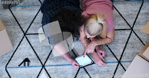 Image of Top view of attractive young couple