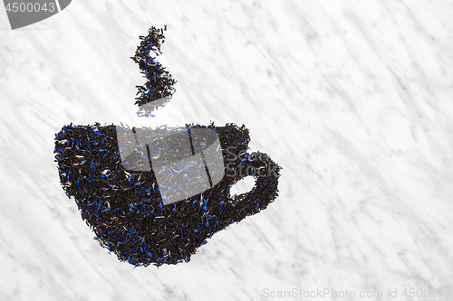 Image of Teacup made of Black Earl gray tea leaves