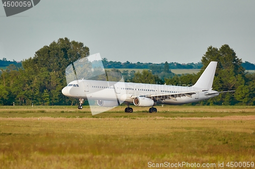 Image of Plane landing on runway