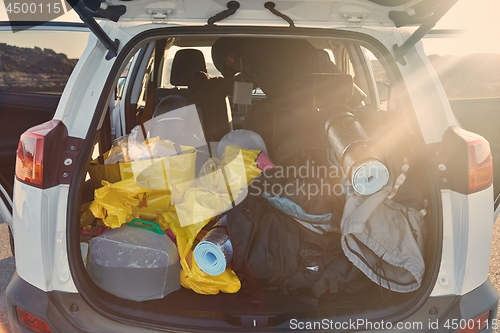 Image of Trunk with stuff for camping