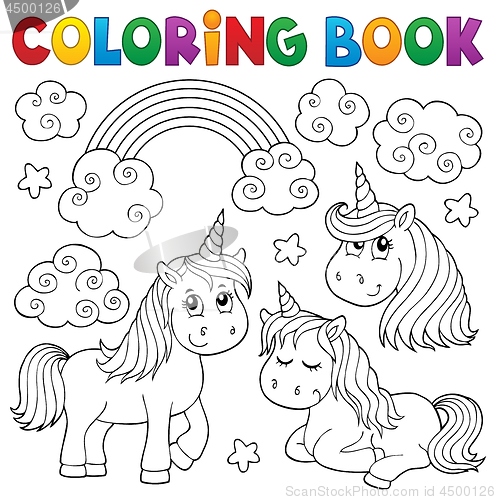 Image of Coloring book cute unicorns 1