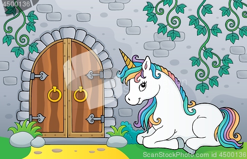 Image of Unicorn by old door theme image 3