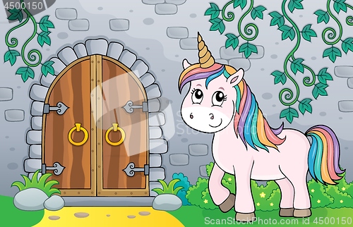 Image of Unicorn by old door theme image 5