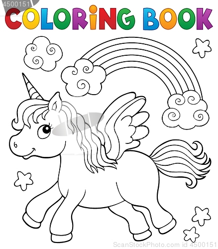 Image of Coloring book stylized unicorn theme 2