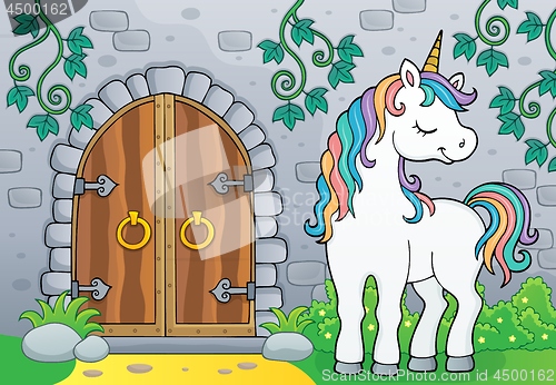 Image of Unicorn by old door theme image 4