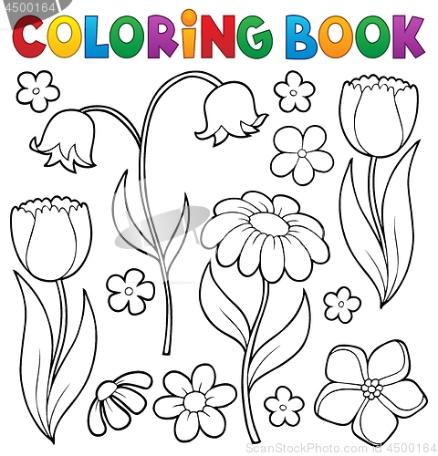 Image of Coloring book flower topic 9