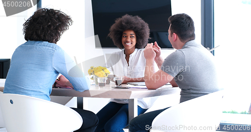 Image of Multiethnic startup business team on meeting