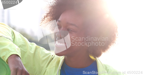 Image of Portrait of multiethnic group of young people on the jogging