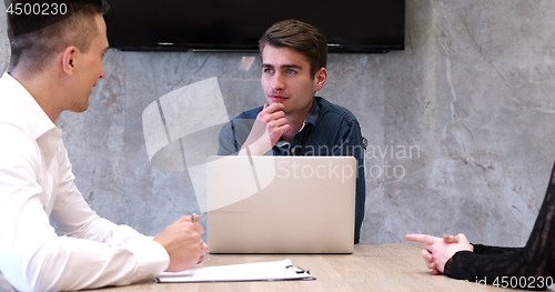 Image of Startup Business Team At A Meeting at modern office building