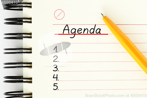 Image of Blank Agenda Planner List Concept