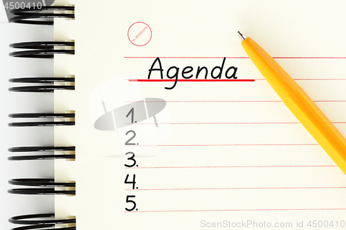 Image of Blank Agenda Planner List Concept