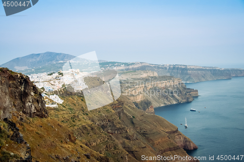 Image of The beautiful white village of Fira, Santorini