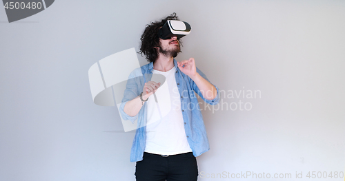 Image of Man using headset of virtual reality