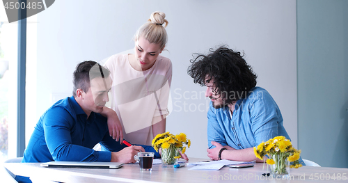 Image of Startup Business Team At A Meeting at modern office building