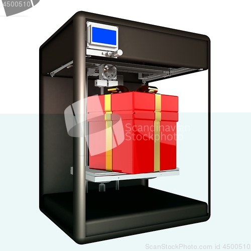 Image of 3d printer - gift. Modern technologies. Creating products of the