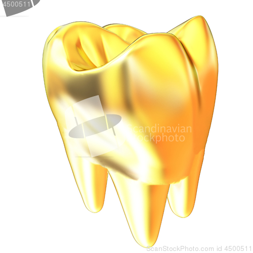 Image of Gold tooth. 3d illustration