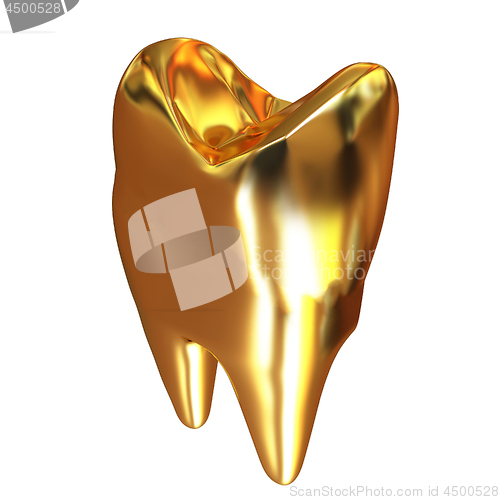 Image of Gold tooth. 3d illustration