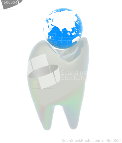 Image of Tooth and Earth. 3d illustration