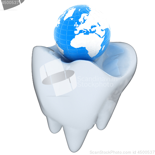 Image of Tooth and Earth. 3d illustration