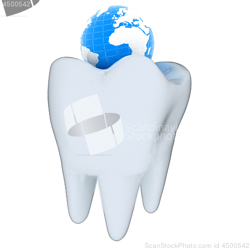 Image of Tooth and Earth. 3d illustration