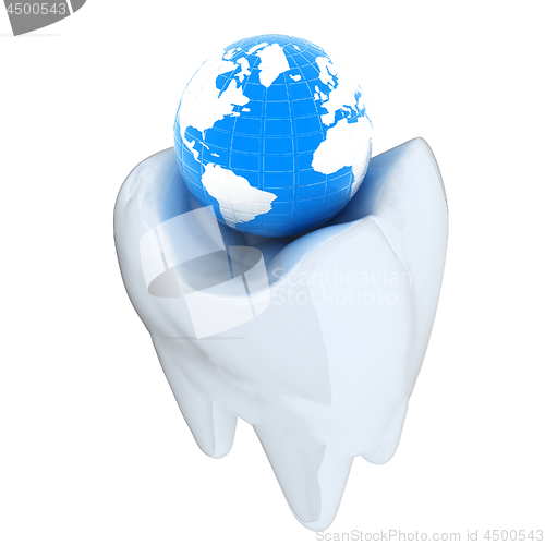 Image of Tooth and Earth. 3d illustration