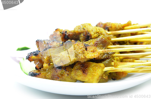 Image of Chicken satay. Traditional Malay food