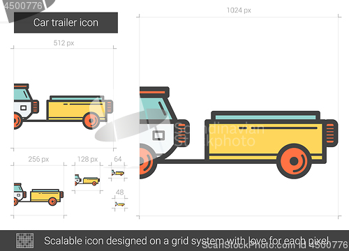 Image of Car trailer line icon.